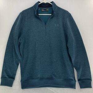 Under Armour Mens ColdGear Half Zip Heather Green Pullover Size Medium